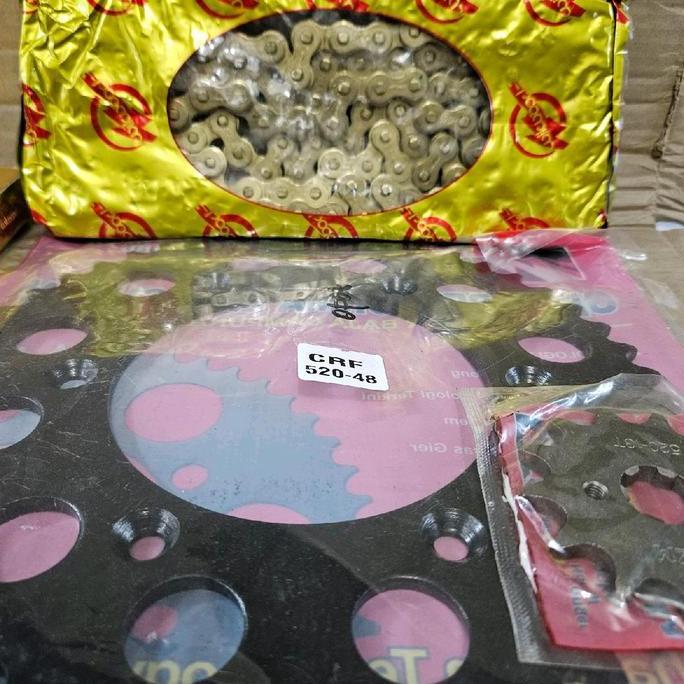 Gear set gir paket CRF 520 VZM hitam 520 50t 48t rantai GOLD 520 130 willwood Racing