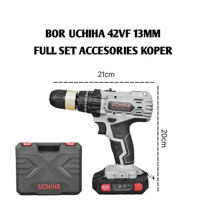 Mesin bor 13mm uchiha type 42vf cordless impact drill beton uchiha
