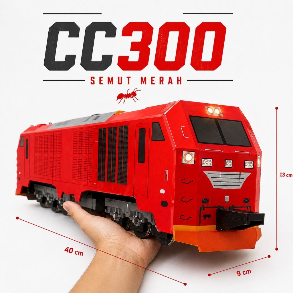 Mainan lokomotif Kereta Api Indonesia cc300 merah