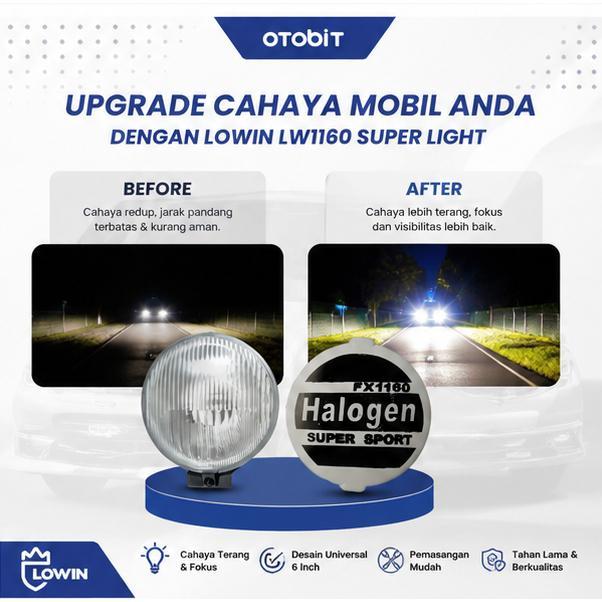 Foglamp / Lampu Kabut Mobil 6 Inch Halogen Lowin Lw1160 Super Light H3 12V 55W + Cover