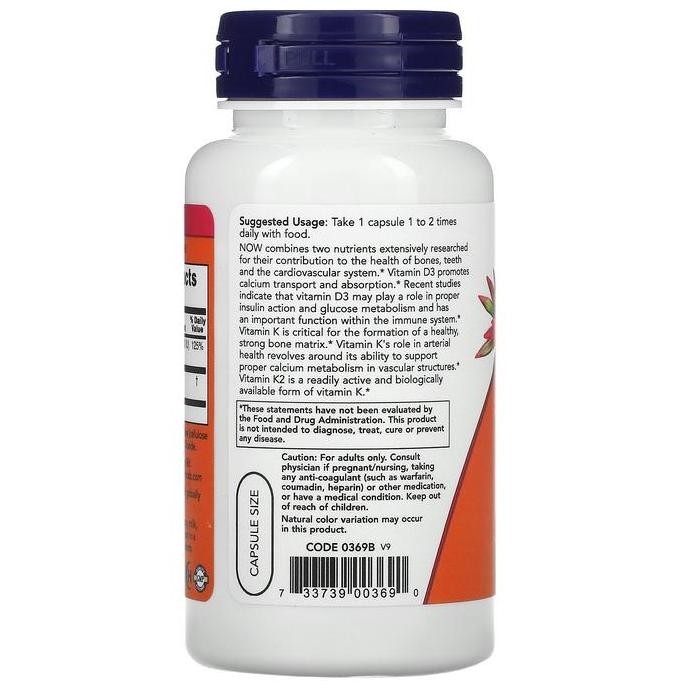 Farmamax- Now Foods Vitamin K2 D3 Isi 120 Capsuls D 3 1000 Usa Bukan Blackmores Fish