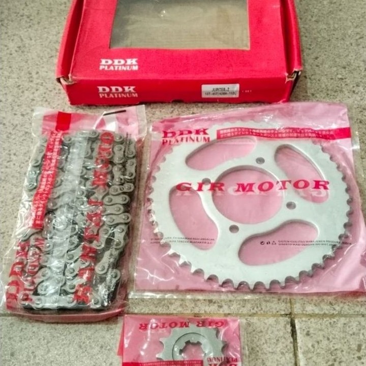 GIR PAKET GEAR SET MOTOR JUPITER Z DDK MOTO PLATINUM 428H 112 L 13T 45 T 100 % BAJA ASLI KUALITAS OR