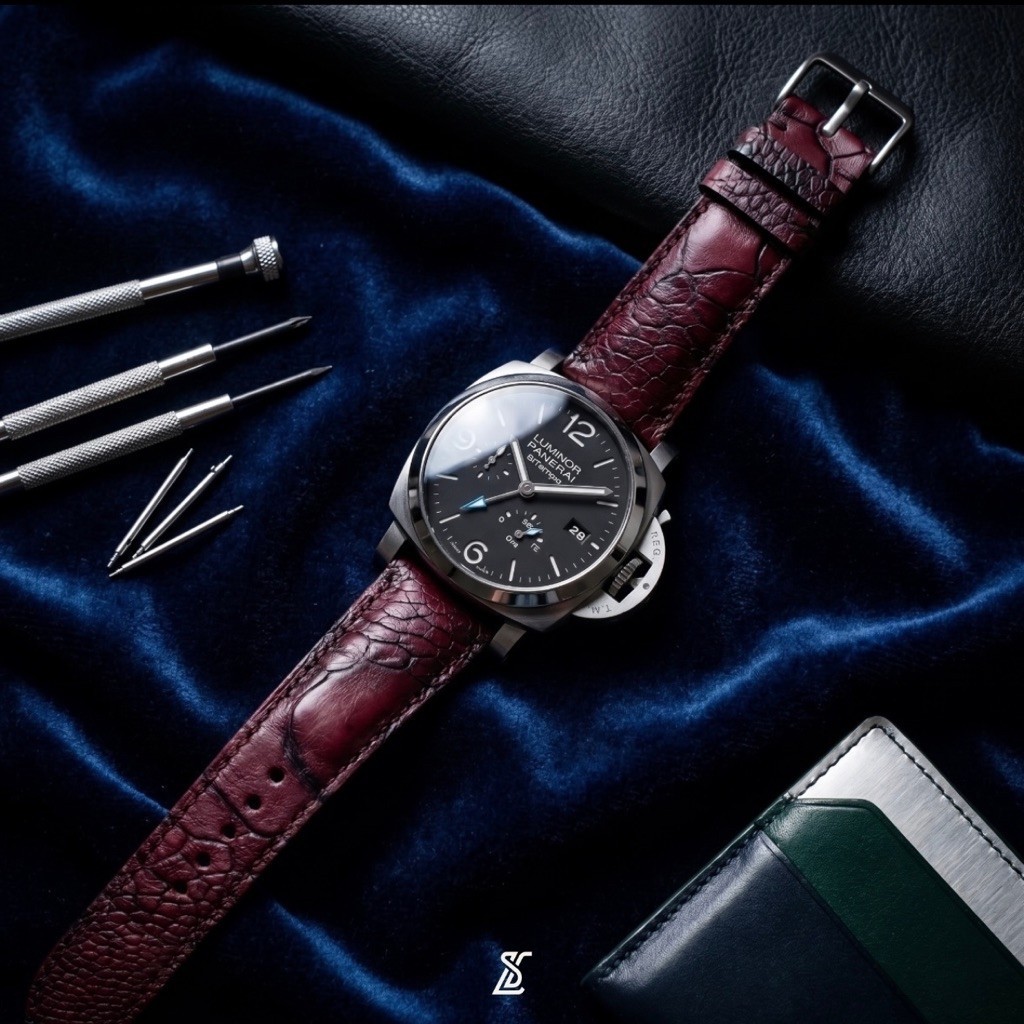 Lucky Strap Ostrich Gentle Maroon Handmade Leather Strap