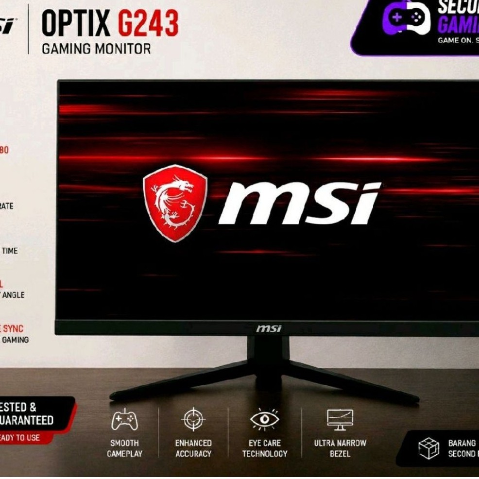 LED MSI Optix G243 MONITOR 24 INCH (FULL HD 1080p,165Hz)