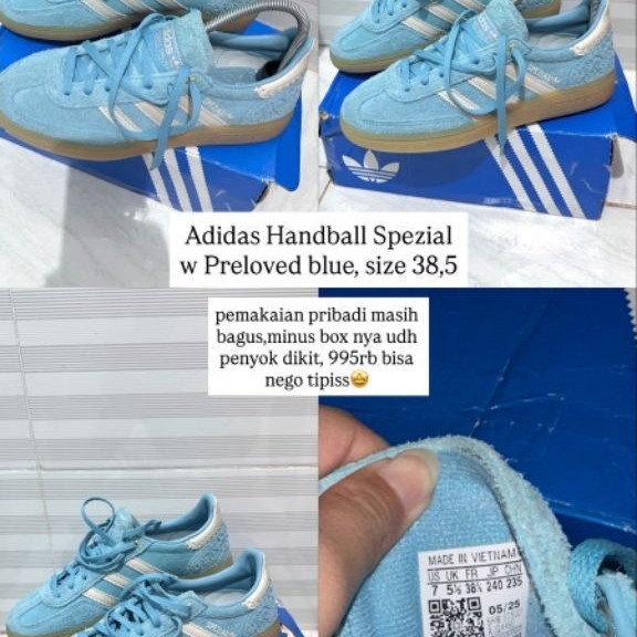 Sepatu Adidas Handball Spezial preloved biru size 38,5