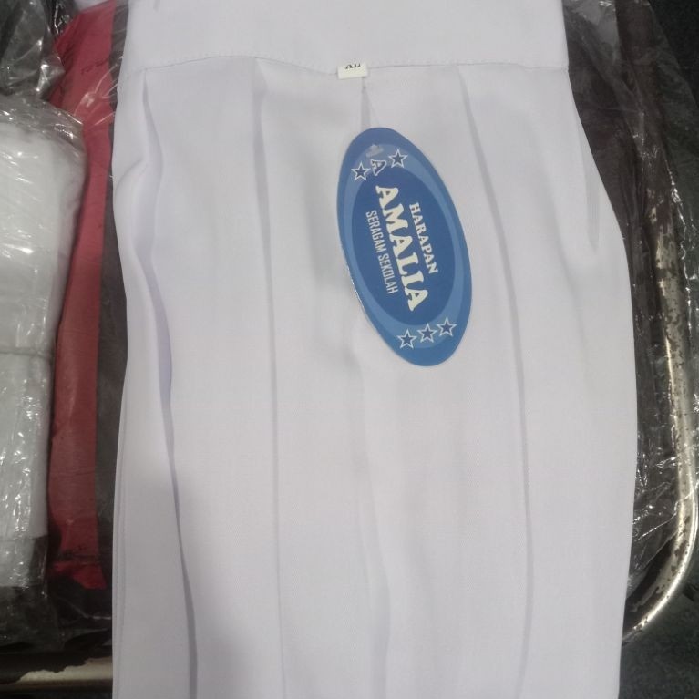 Rok Putih Rempel Bahan Elemen Rok Sekolah Putih Span Bahan Licin Premium