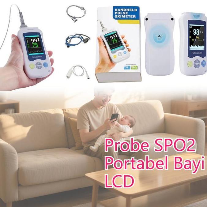 HERBONE Set Oximeter Neonate Newborn Probe + Handheld SPO2 Bayi Medis Profesional