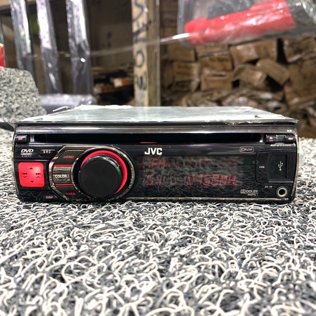 Head Unit Single Din JVC KD-DV5506H DVD CD RECEIVER RADIO AM FM USB AUX COLOUR WARNA