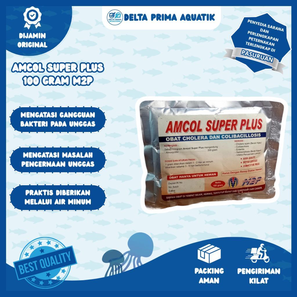 AMCOL SUPER PLUS 100 GRAM M2P - Mengatasi Masalah Pencernaan & Pernafasan Pada Unggas.