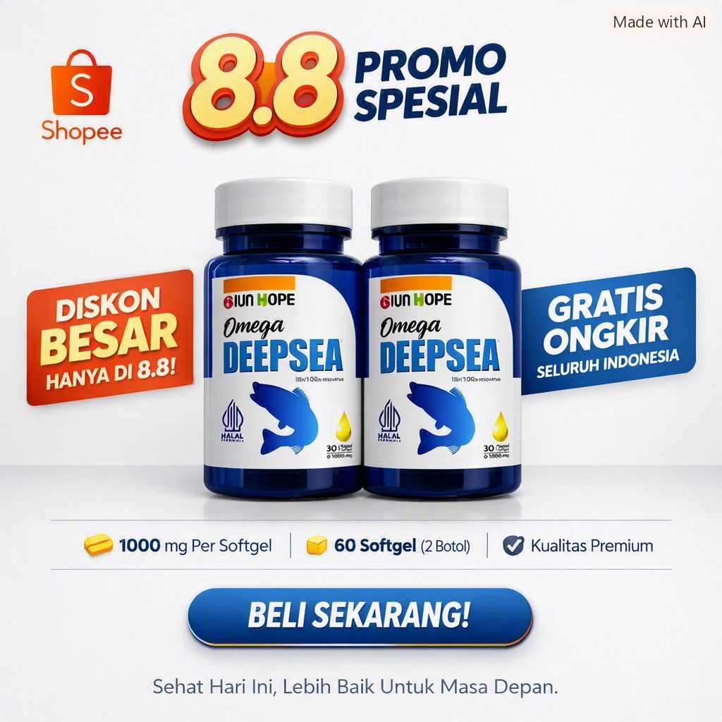 PAKET 2 BOTOL SUN HOPE Omega Deep Sea Suplemen Jantung Otak Mata EPA DHA Minyak Ikan Laut dalam