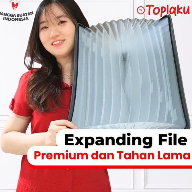TOPLA Map Expanding File 13 Sekat Kulit Anti Air Tas Dokumen Keeper F4 Document File Tempat Berkas D