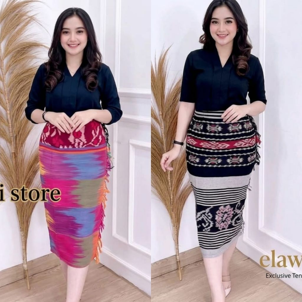 Rok tenun span belahan depan / rok kerja, kebaya busana/bawahan rok tenun motif papua ntt dll