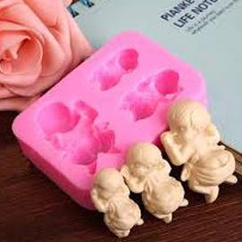 IMPORT CETAKAN SALE BABY MOLD 3 BAYI 3D CETAKAN FONDANT DEKORASI KUE AGAR JELLY COKLAT ULTAH LAHIRAN