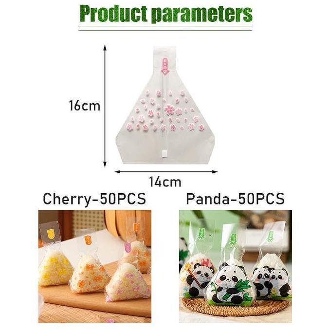 ZISIMAHE 50Pcs Plastik Bento Onigiri Nasi Sushi Plastik Onigiri Packaging Kertas Bungkus Bento Food 