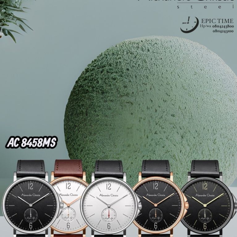 Jam Tangan Pria Alexandre Christie 8458 AC8458 AC 8458 Tali Kulit