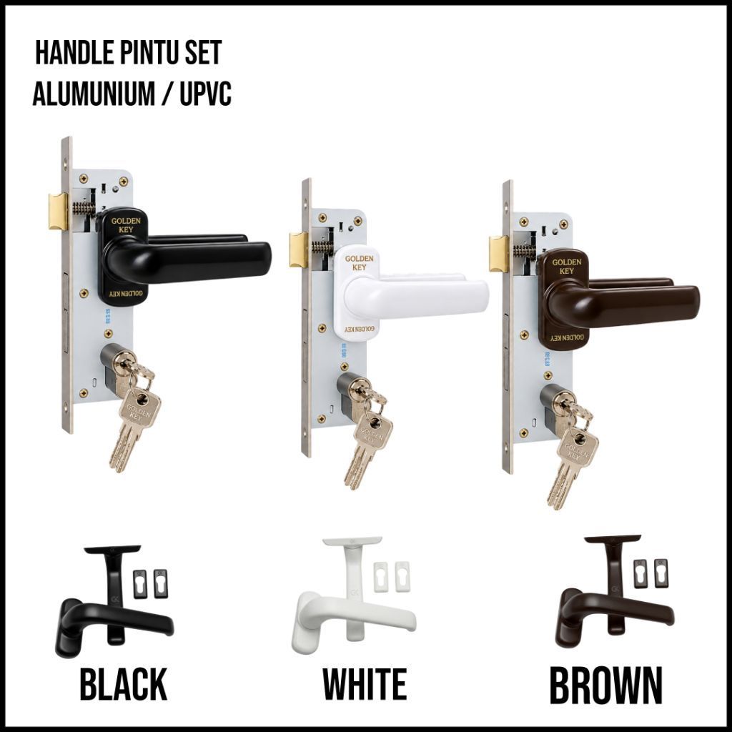 handle kunci pintu set alumunium / upvc