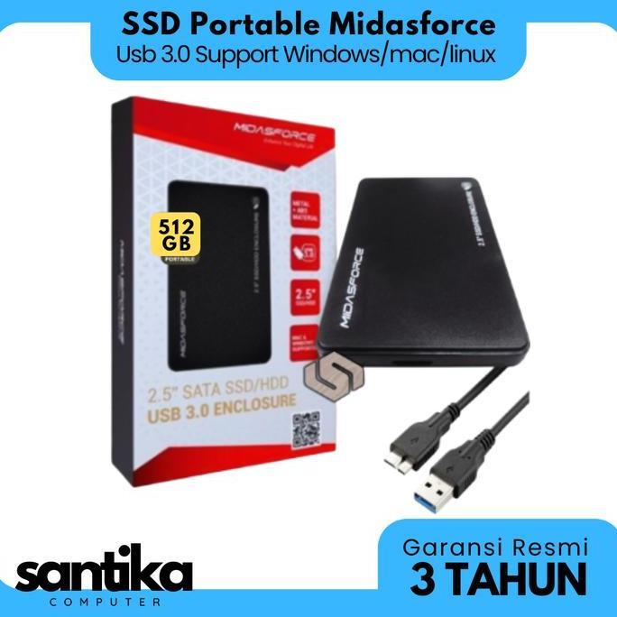 BEBAS ONGKIR - External SSD Portable Midasforce 512GB Usb 3.0 - Ssd External 512 GB