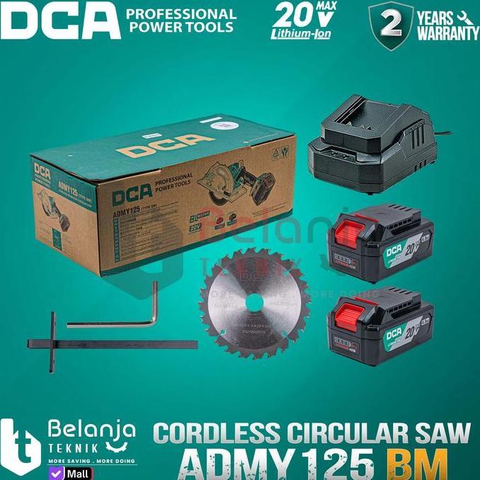 Murah Dca Mesin Potong Kayu Baterai 20V Admy125 Bm Circular Saw Cordless 5 Inch Brushless Motor Ergo