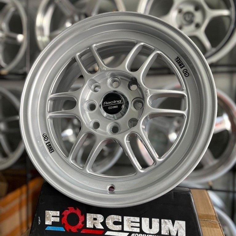 velg enkei rpf r14 silver pcd 4x100/114 kondisi baru