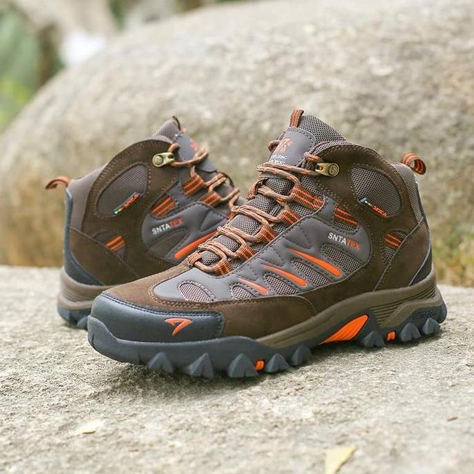 Sepatu Gunung SNTA 486 Brown Orange Semi Waterproof Hikking Trekking Outdoor