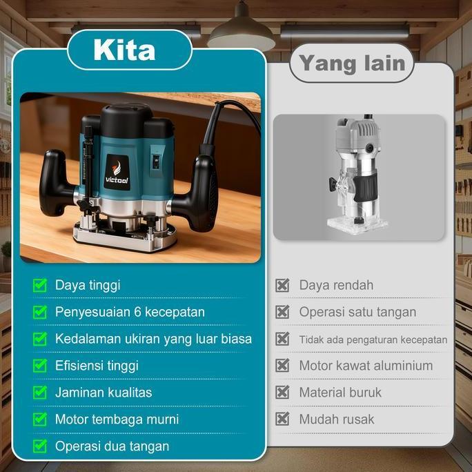 Promo Victoool Mesin Router Orion Ra 3620 Profil Kayu 34000 Rpm 1700W 6 Kecepatan Motor Tembaga Murn