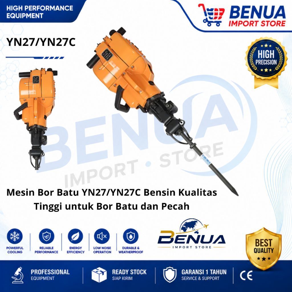 Mesin Bor Tambang YN-27C Portable Rock Drilling Machine | Mesin Bor Batu Bensin Handheld