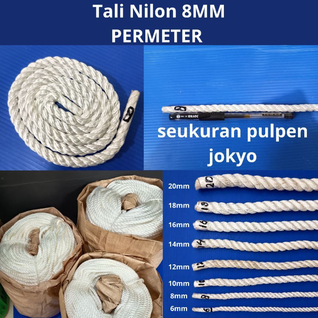 Tali Tambang Nilon 8mm Per Meter | Tali Tambang Nilon Kuat Serbaguna