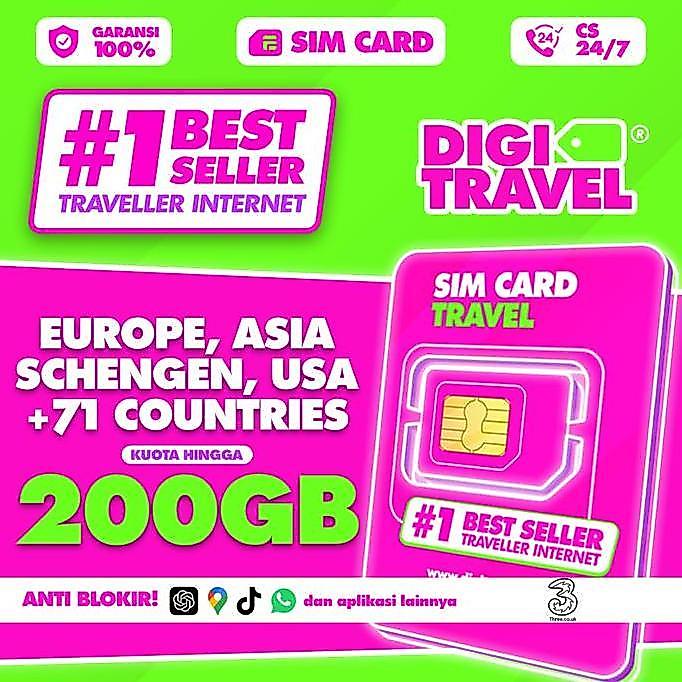 Kartu SIM Card Eropa Amerika Internasional Indonesia Kuota Besar 3 UK | DIGITRAVEL SIM Card Europe U