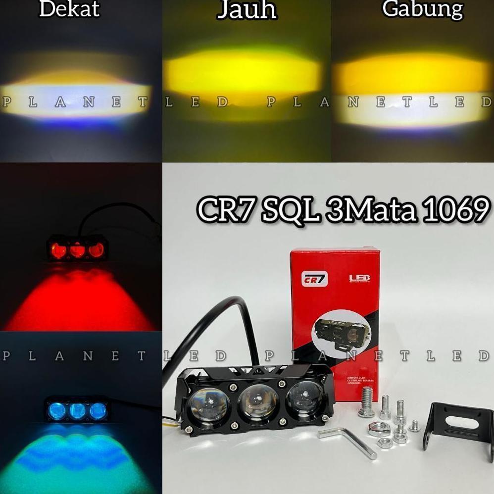 Murah Cr7 Lampu Tembak Sql 3 Mata Mini Laser Full Alumunium & Waterproof