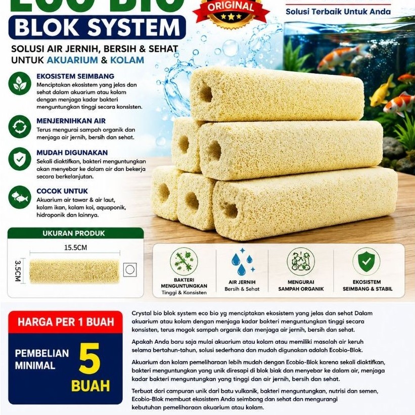 MOMOGI BESAR ECO BIO BLOCK UK 15,5 x 3,8 CM FILTER MEDIA RUMAH BAKTERI