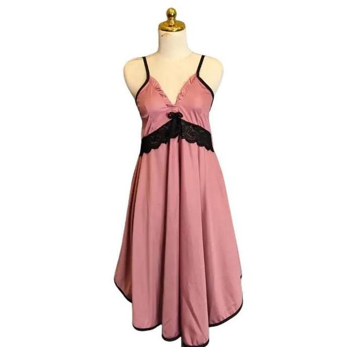 Linge- Vergo - Elisa Dress Lingerie Sexy / Baju Tidur Nita Renda Hitam Jumbo Fit Xxl Py 342