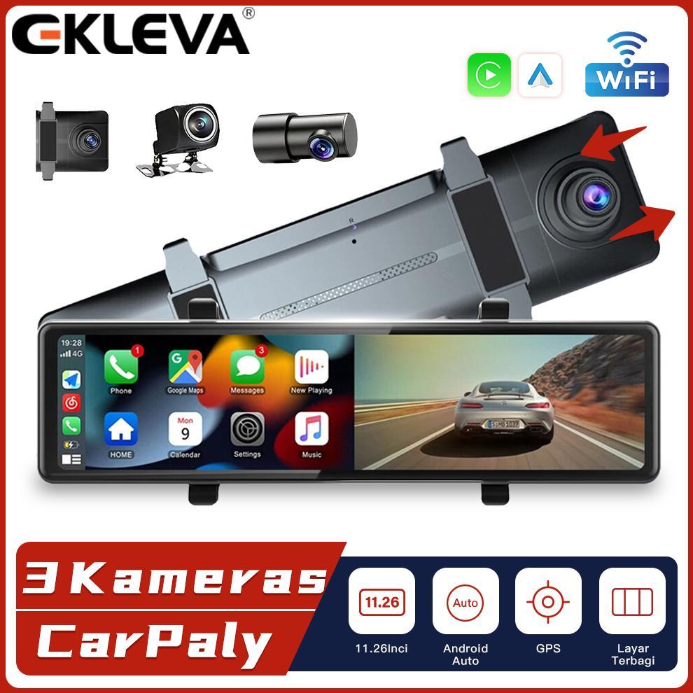 NEW PRODUCT EKLEVA Dashcam Mobil 3 Kamera 11.26 Inci 2.5K Layer Sentuh DVR Mobil Bluetooth WIFI G-Se