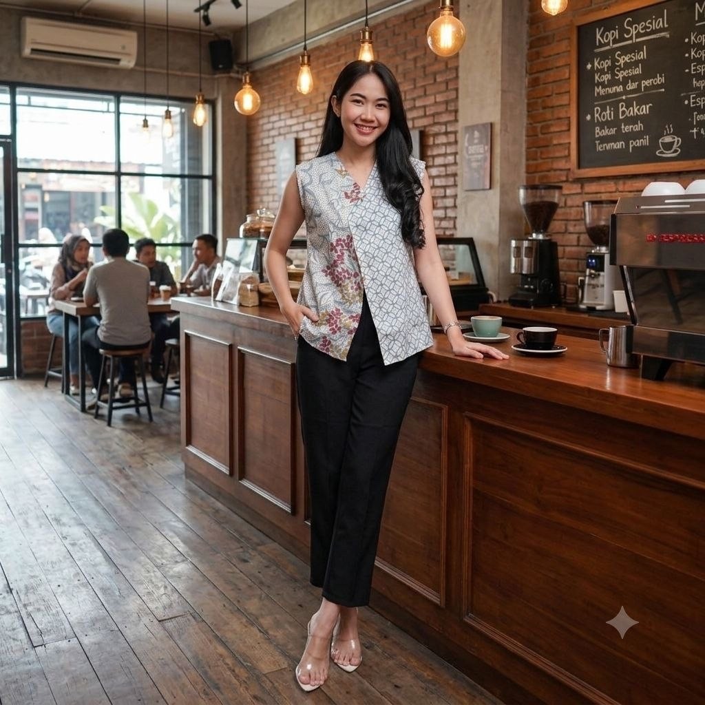 BLOUSE WANITA - YUKENSI KANCING -crop
