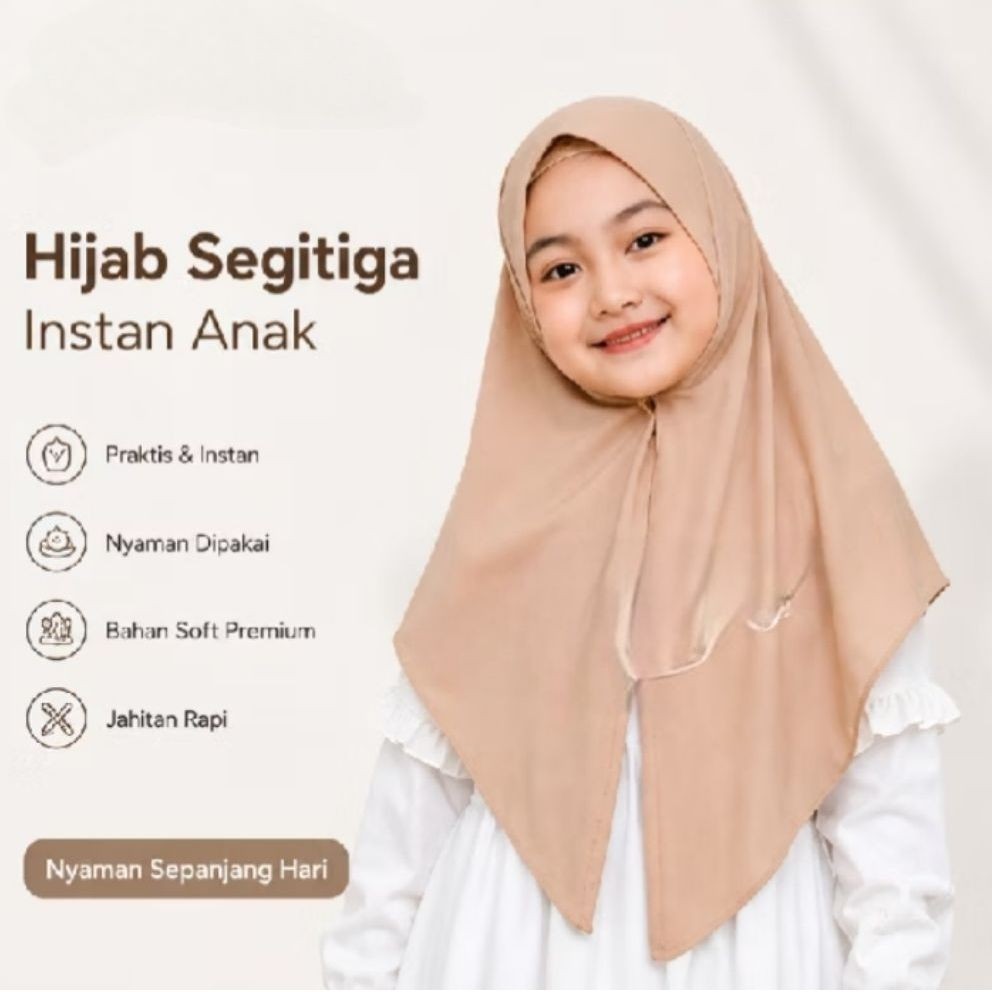 Hijab Segitiga Anak / Hijab Segitiga Anak Perempuan / Jilbab Segitiga Anak Instan /  Jilbab Segitiga