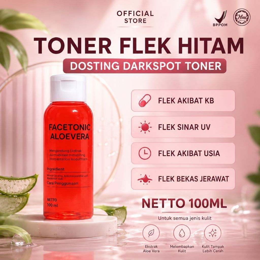 BPOM ,,TONER Aloevera / FLEK Hitam Menghilangkan Flek Hitam & jerawat