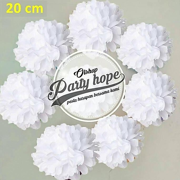 WOFL Pompom Kertas Putih / Pompom Kertas 20 Cm / Tissue Paper / Pompom