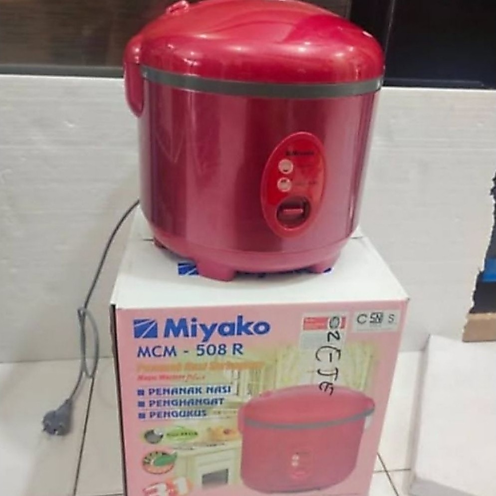 Miyako MCM-508 Red Rice Cooker Magic Warmer Plus 1,8 Liter - Merah Elegan, Panci Anti Lengket Bebas 