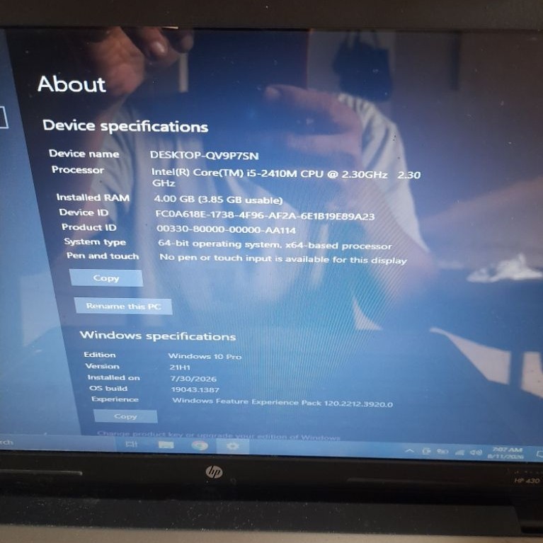 LAPTOP HP 430 INTEL CORE I5-2410M MINUS BATRE