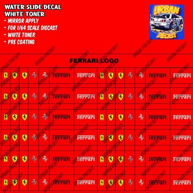DECAL HOT WHEELS FERRARI LOGO [WHITE TONER] UD79