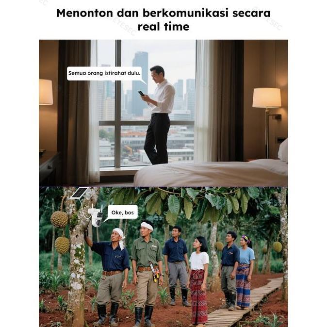 Cctv- Eyesec Cctv 4G Tenaga Surya 6Mp Dua Lensa Ip Camera Outdoor Dual Lens Siap Pakai Tanpa Wifi & 