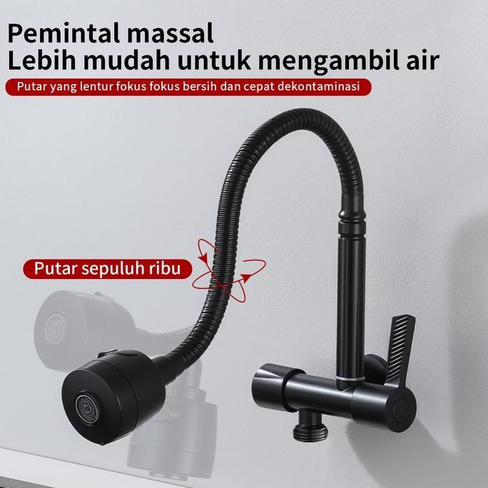 komarijuili - keran wastafel baja tahan karat hitam / keran wastafel dinding yang dapat diputar deng