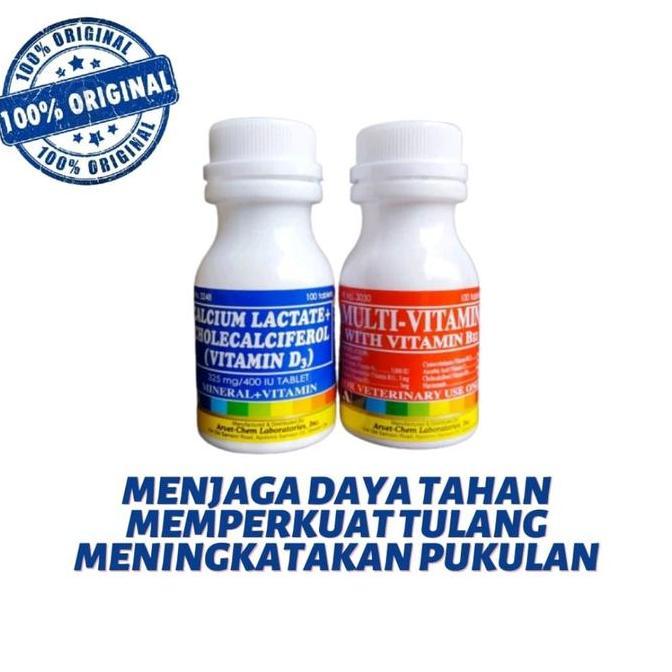 MULTIVITAMIN AYAM & CALCIUM LACTATE OTOT STAMINA AYAM IMPORT KALSIUM