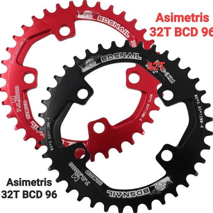 Snail Chainring 32T Bcd 96 Asimetris Chain Ring Narrow Wide Hitam