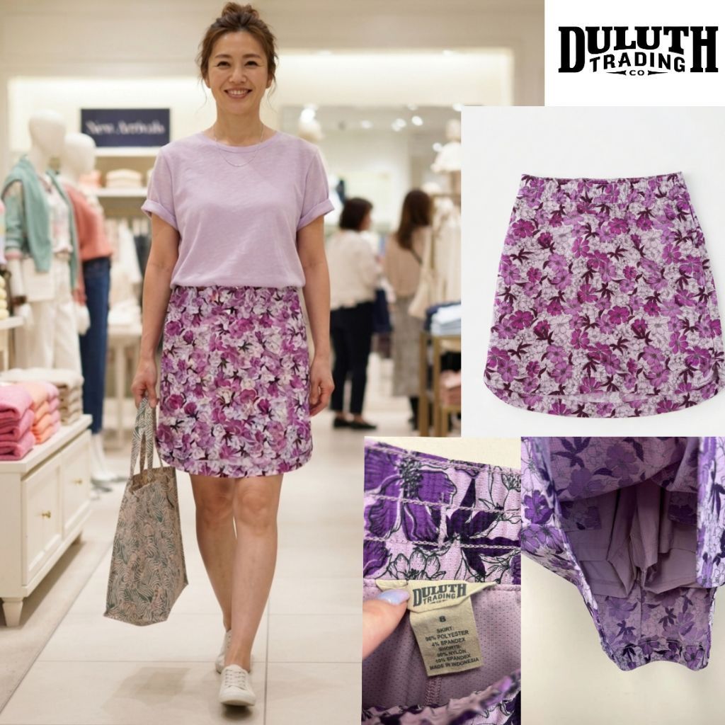 Rok Celana Dewasa Brand Duluth motif bunga ungu