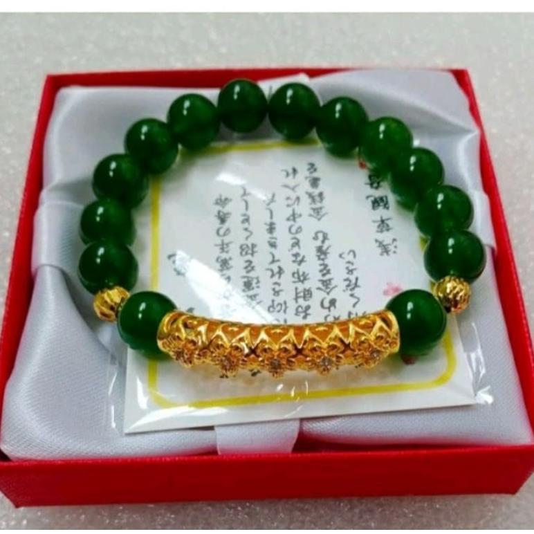 Gelang Batu Giok Import Kombinasi Pipa
