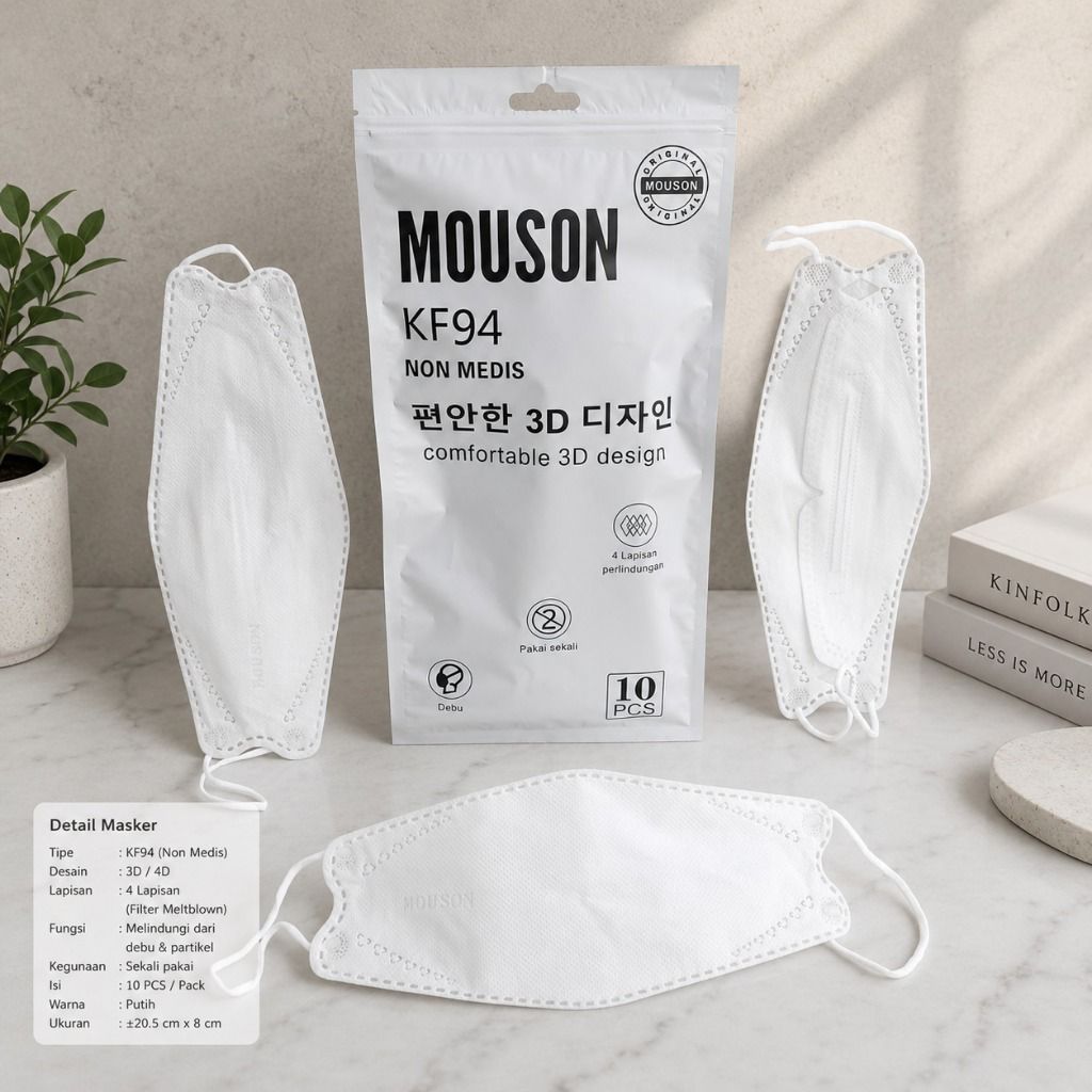 Masker KF94 MOUSON Dewasa isi 10 pcs/pack | 4ply 3D Design | Masker MOUSON KF94