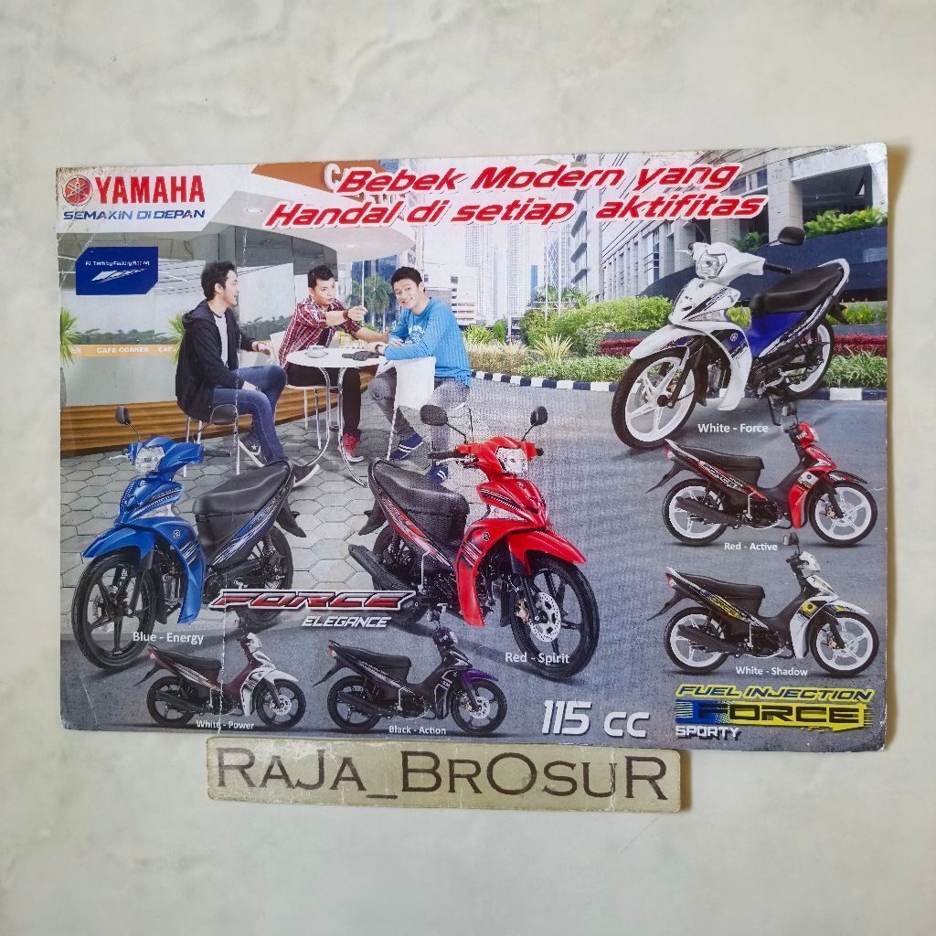 Poster brosur katalog flyer iklan Yamaha Force FI Injeksi Elegance Sporty Vega RR 2013