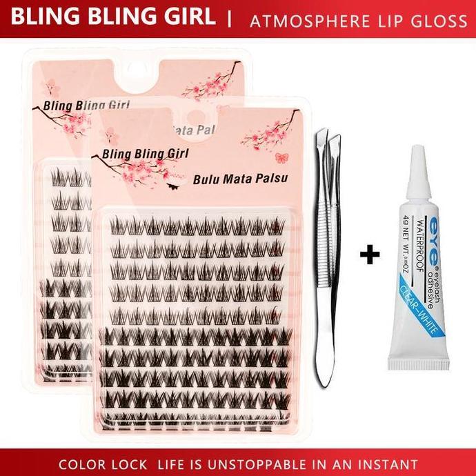 Eyekit- Bling Bling Girl Coo Menglue Rambut Peri Tipe A Bulu Mata Palsu Secara Alami Untuk Pemula Me