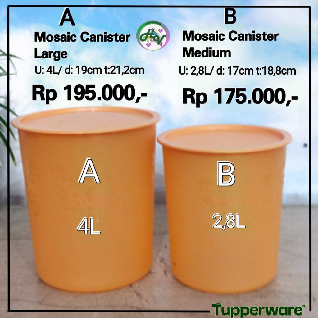 Mosaic Canister Medium & Large (1) Tupperware