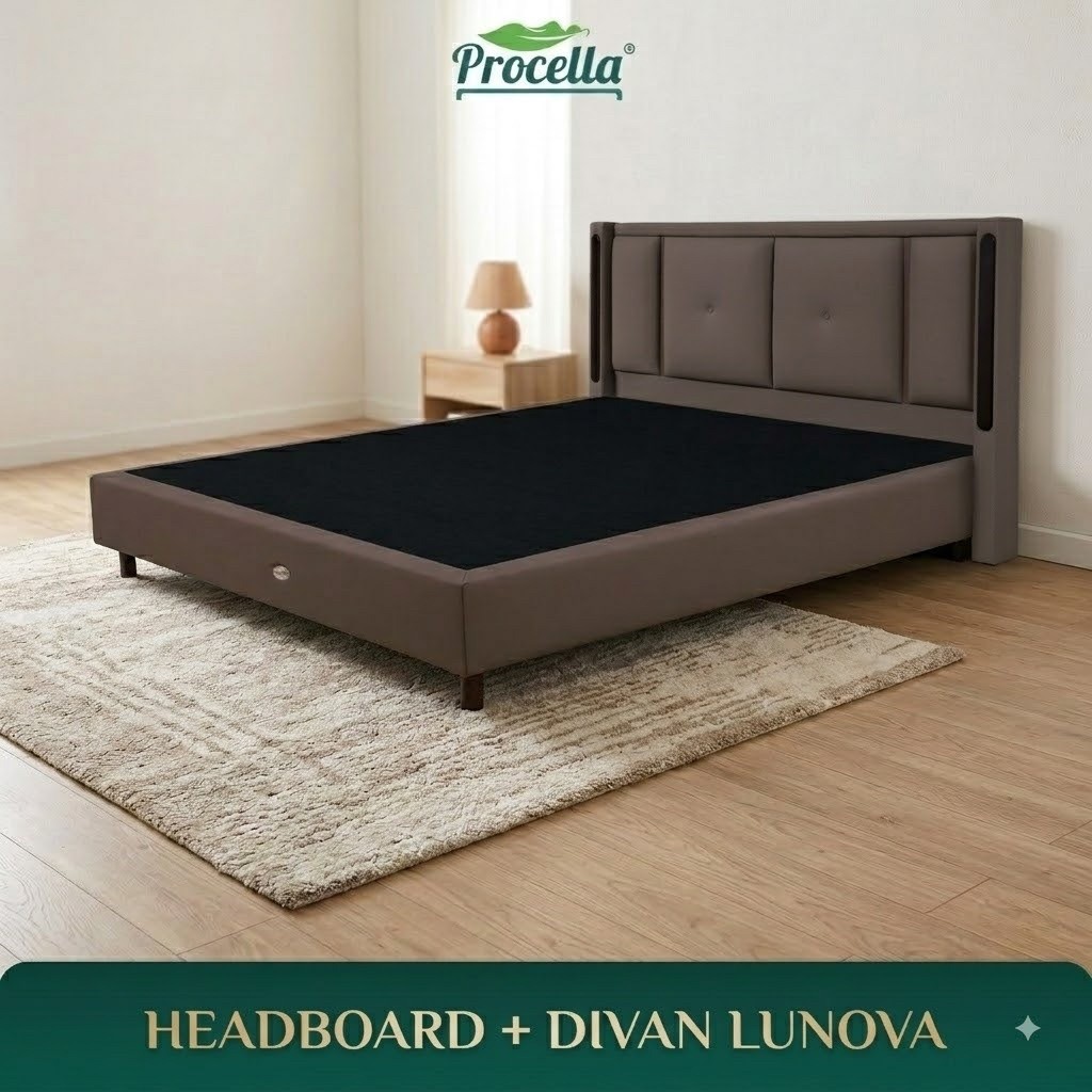 Procella Divan Lunova + Sandaran Lunova Procella (Tanpa Kasur) / Bed Divan + Headboard Only / Rangka